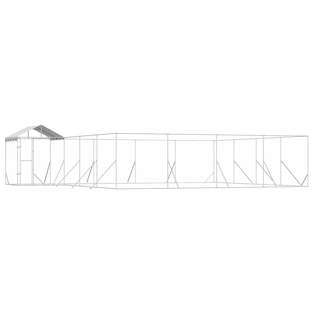 udendørs hundegård med tag 10x8x2,5 m galvaniseret stål sølv