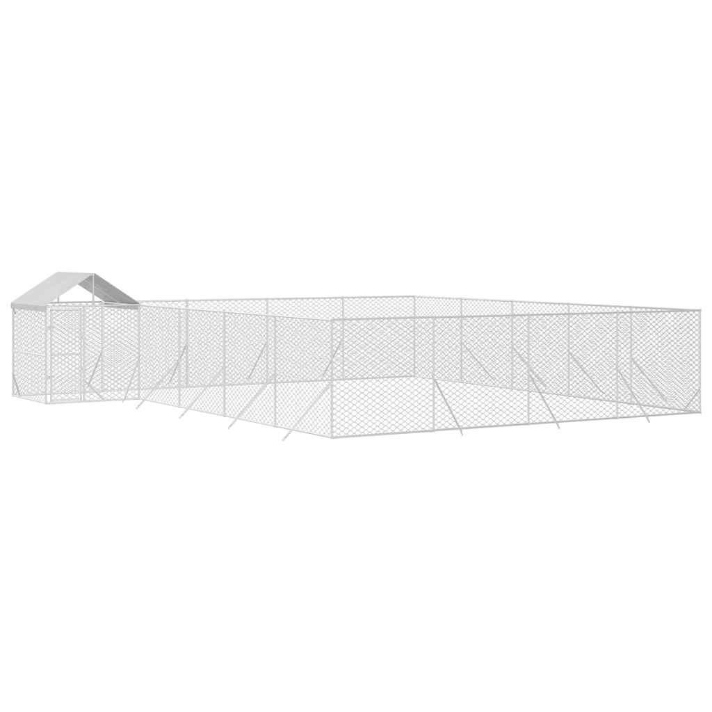 udendørs hundegård med tag 10x8x2,5 m galvaniseret stål sølv