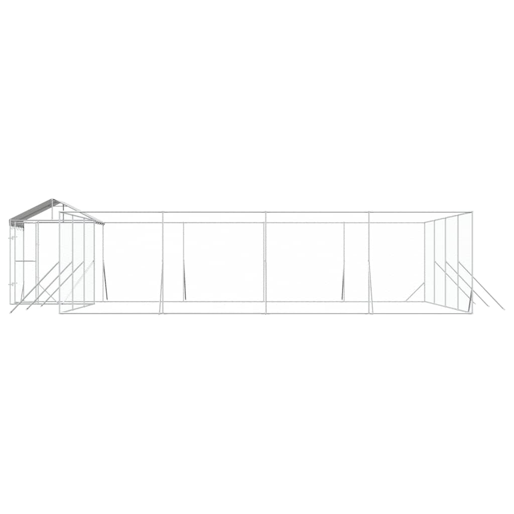 udendørs hundegård med tag 10x8x2,5 m galvaniseret stål sølv