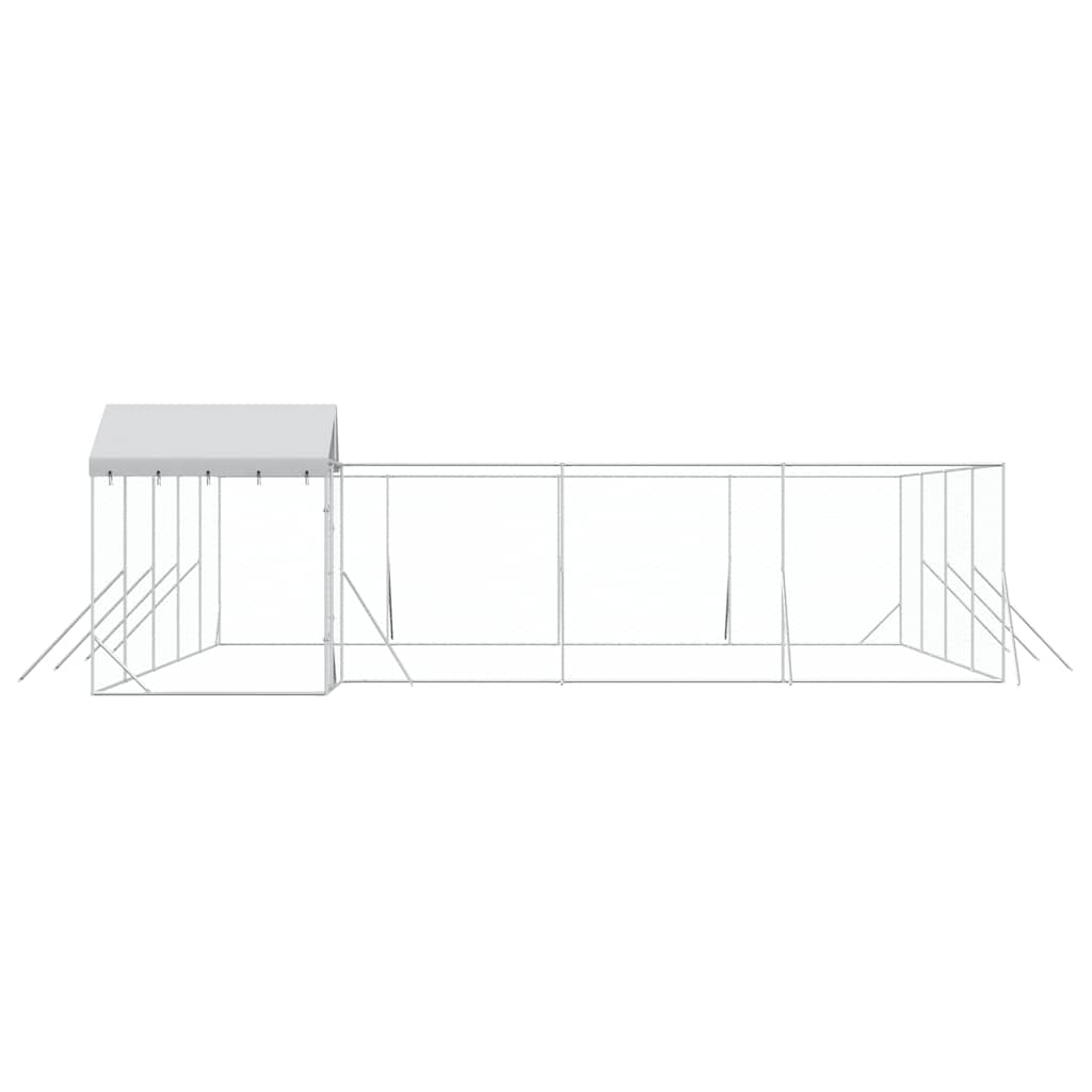 udendørs hundegård med tag 10x8x2,5 m galvaniseret stål sølv