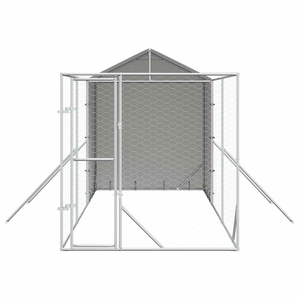 udendørs hundegård med tag 2x6x2,5 m galvaniseret stål sølv