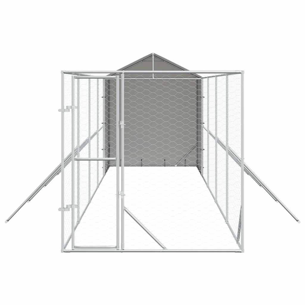udendørs hundegård med tag 2x10x2,5 m galvaniseret stål sølv