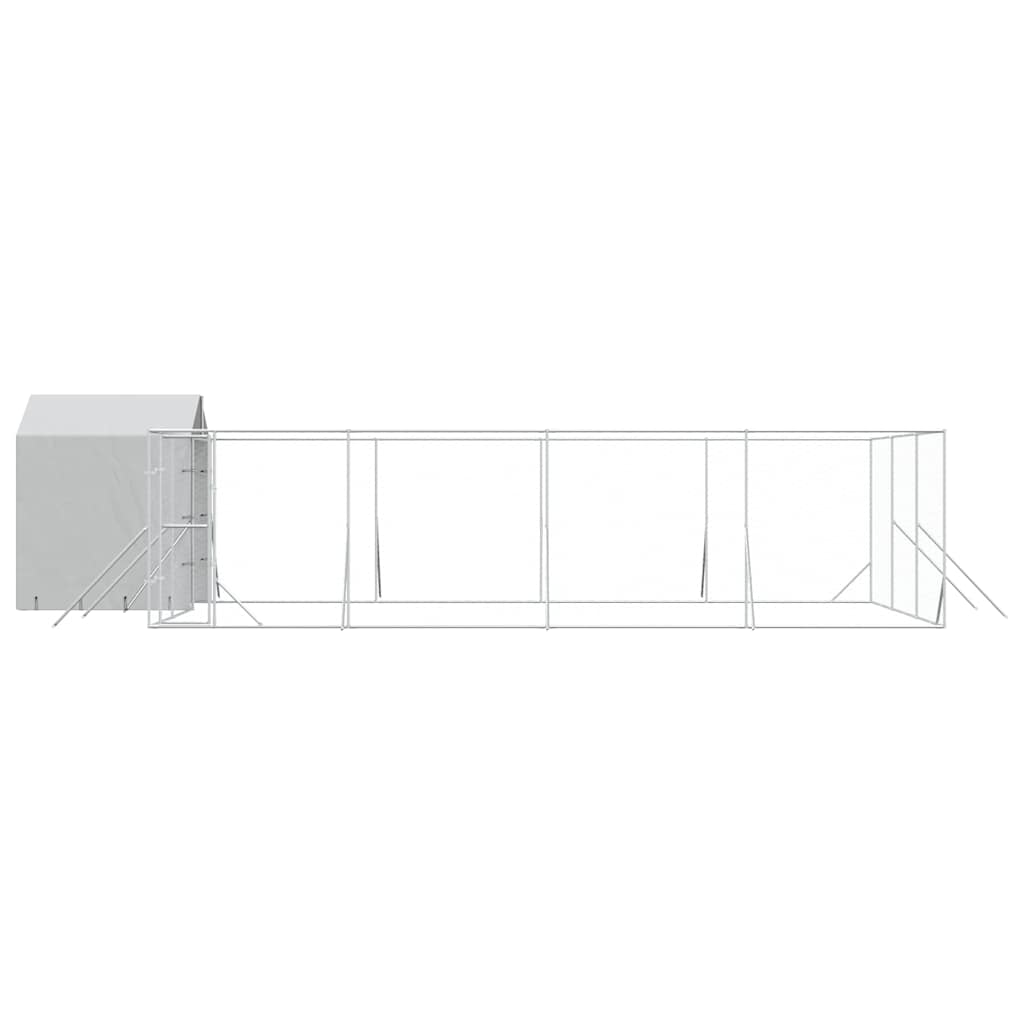 udendørs hundegård med tag 10x6x2,5 m galvaniseret stål sølv