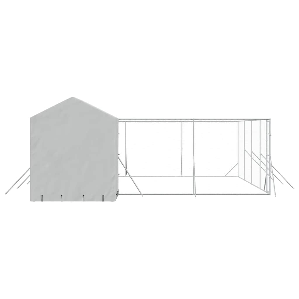 udendørs hundegård med tag 10x6x2,5 m galvaniseret stål sølv