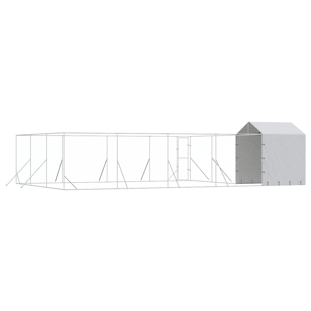 udendørs hundegård med tag 10x6x2,5 m galvaniseret stål sølv