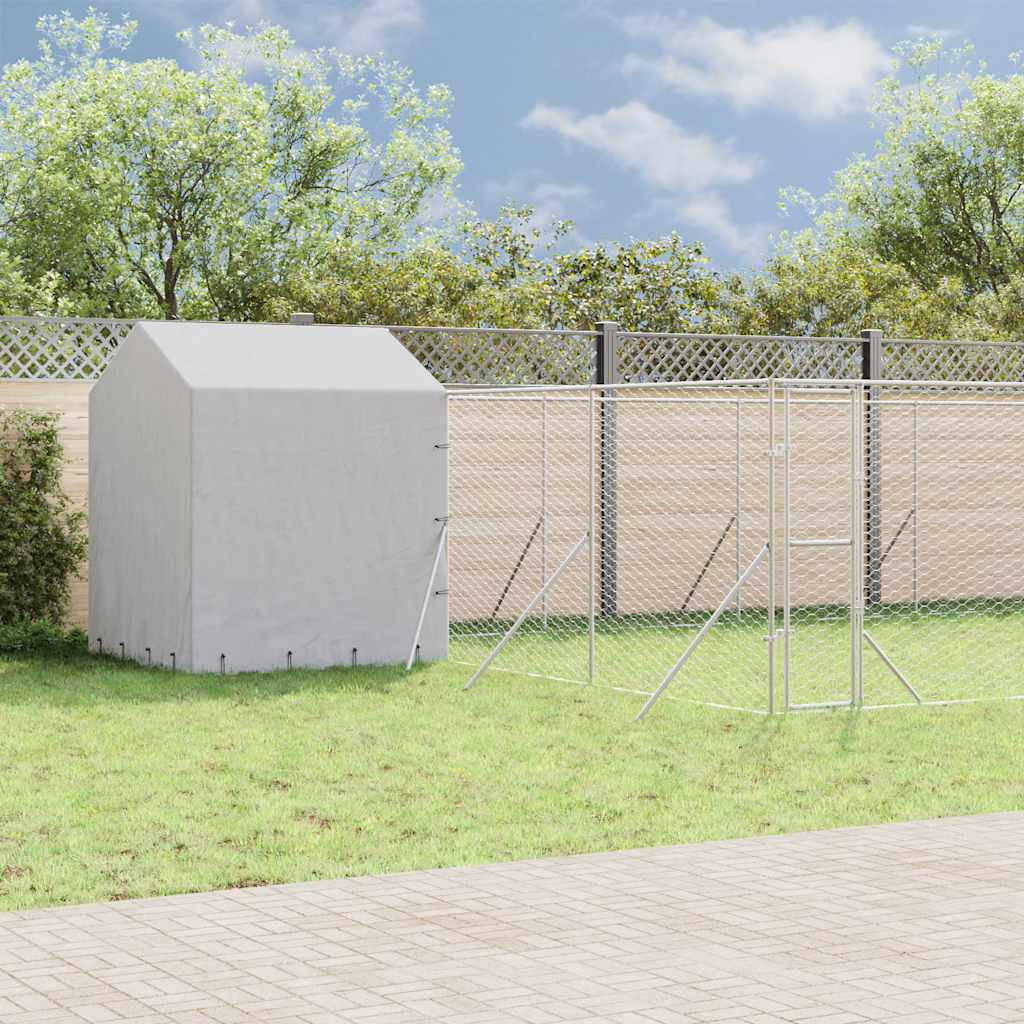 udendørs hundegård med tag 10x6x2,5 m galvaniseret stål sølv