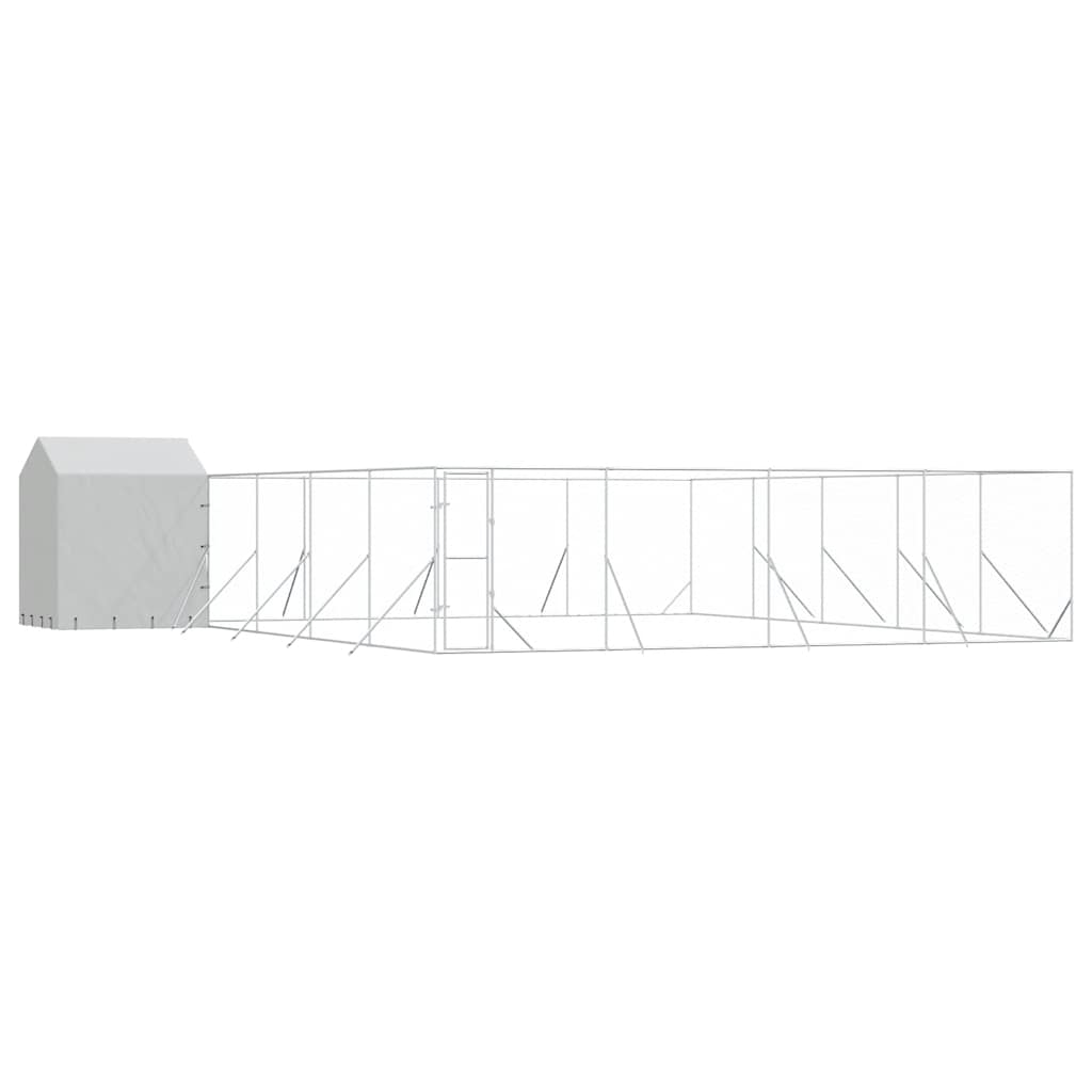 udendørs hundegård med tag 10x10x2,5 m galvaniseret stål sølv