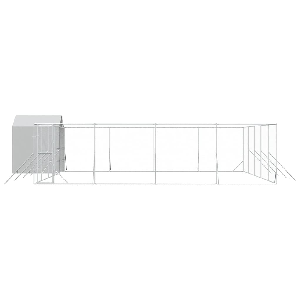 udendørs hundegård med tag 10x10x2,5 m galvaniseret stål sølv
