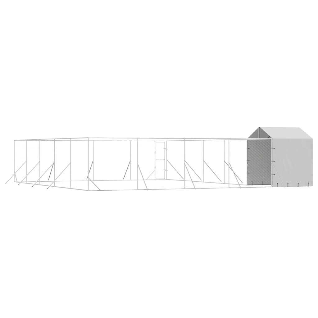 udendørs hundegård med tag 10x10x2,5 m galvaniseret stål sølv
