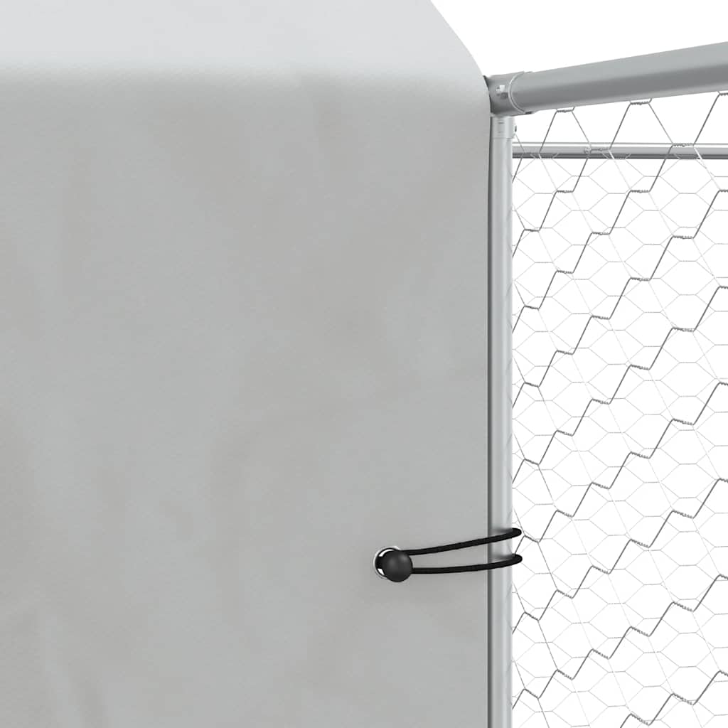 udendørs hundegård med tag 10x10x2,5 m galvaniseret stål sølv