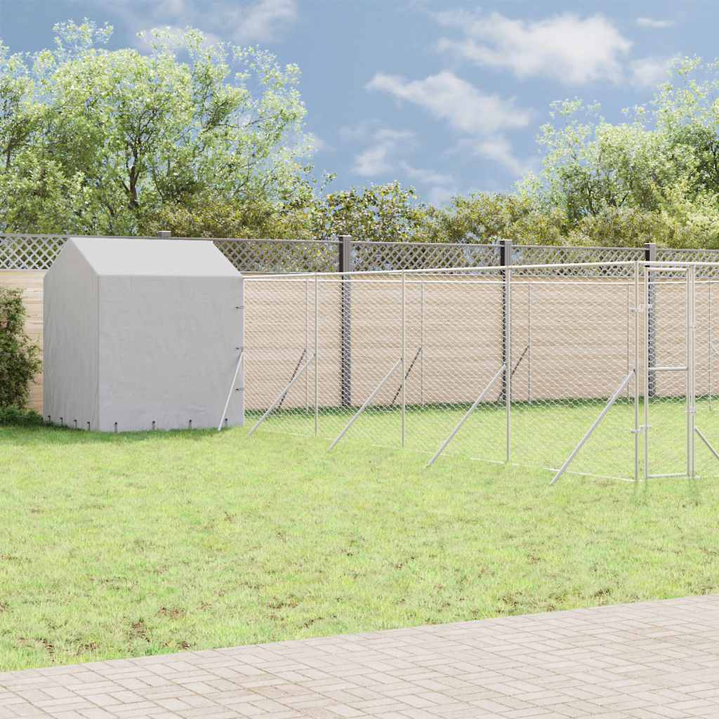 udendørs hundegård med tag 10x10x2,5 m galvaniseret stål sølv