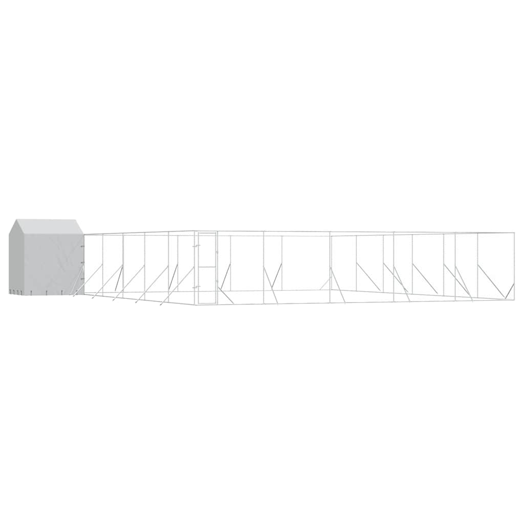 udendørs hundegård med tag 12x12x2,5 m galvaniseret stål sølv