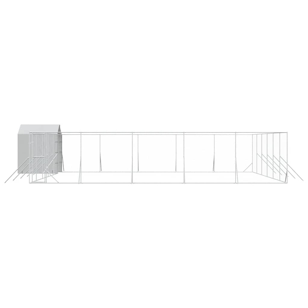 udendørs hundegård med tag 12x12x2,5 m galvaniseret stål sølv