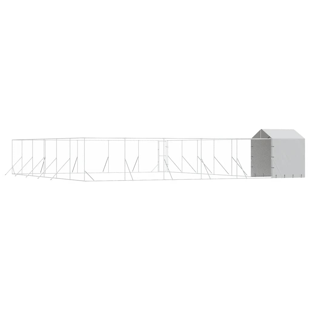 udendørs hundegård med tag 12x12x2,5 m galvaniseret stål sølv
