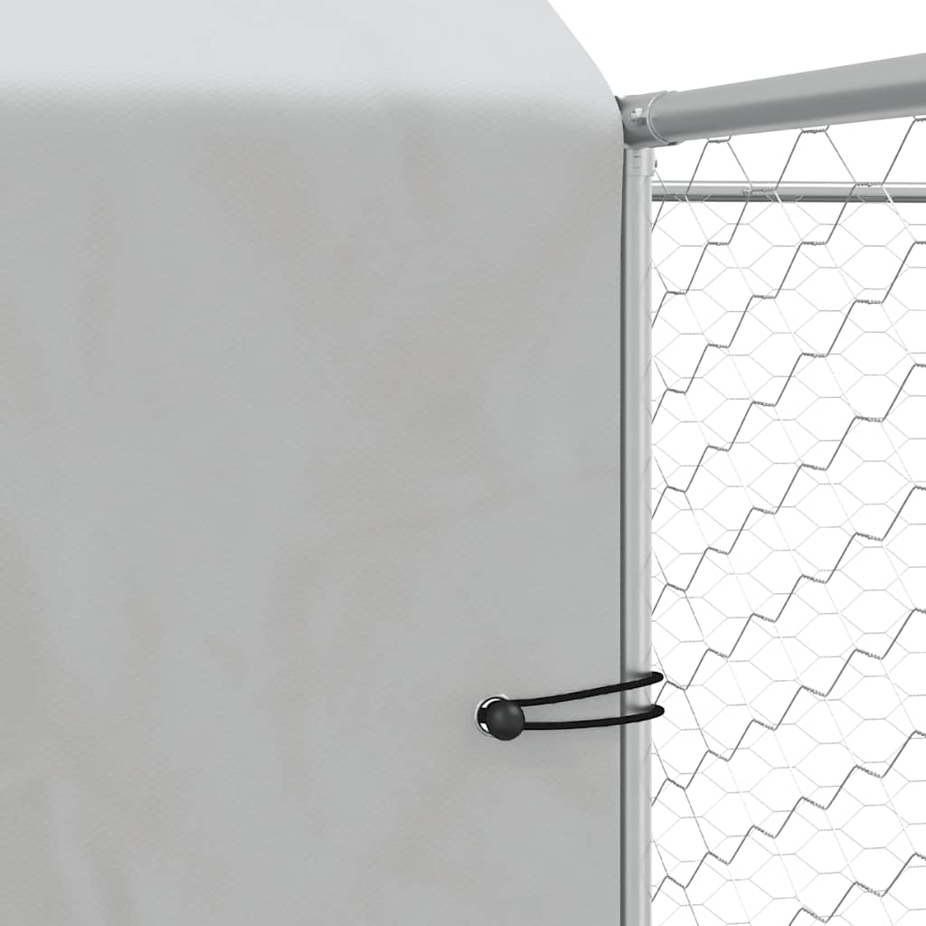 udendørs hundegård med tag 12x12x2,5 m galvaniseret stål sølv