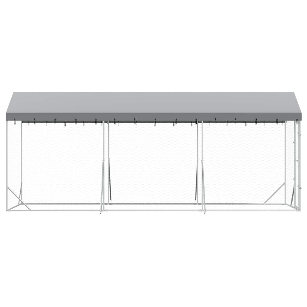 udendørs hundegård med tag 2x6x2,5 m galvaniseret stål sølv