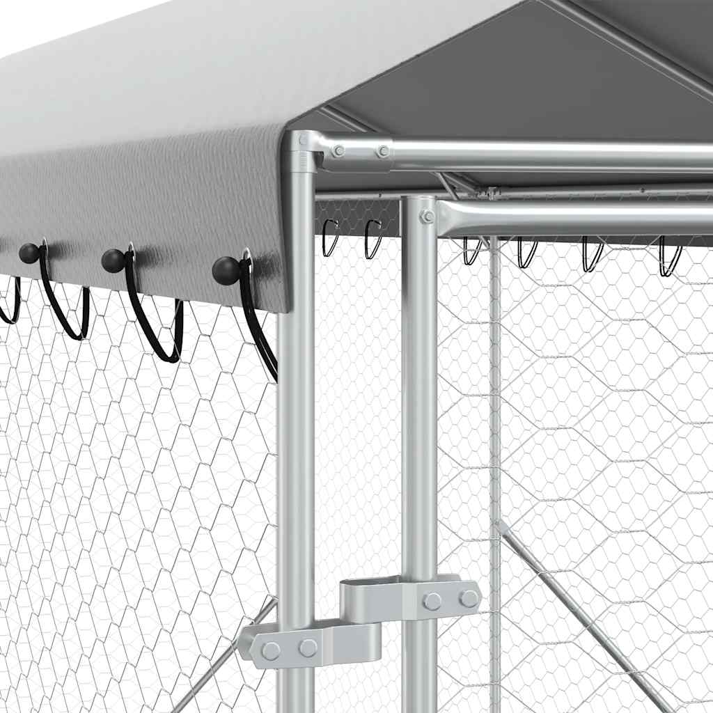 udendørs hundegård med tag 2x6x2,5 m galvaniseret stål sølv