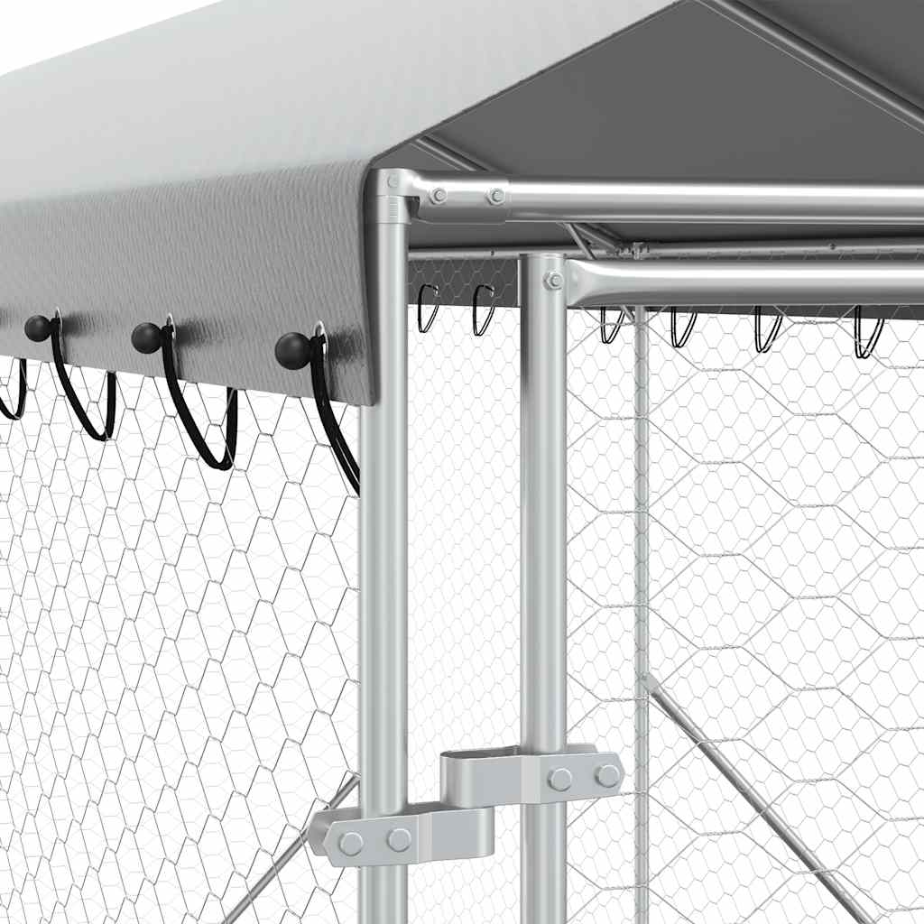 udendørs hundegård med tag 2x10x2,5 m galvaniseret stål sølv