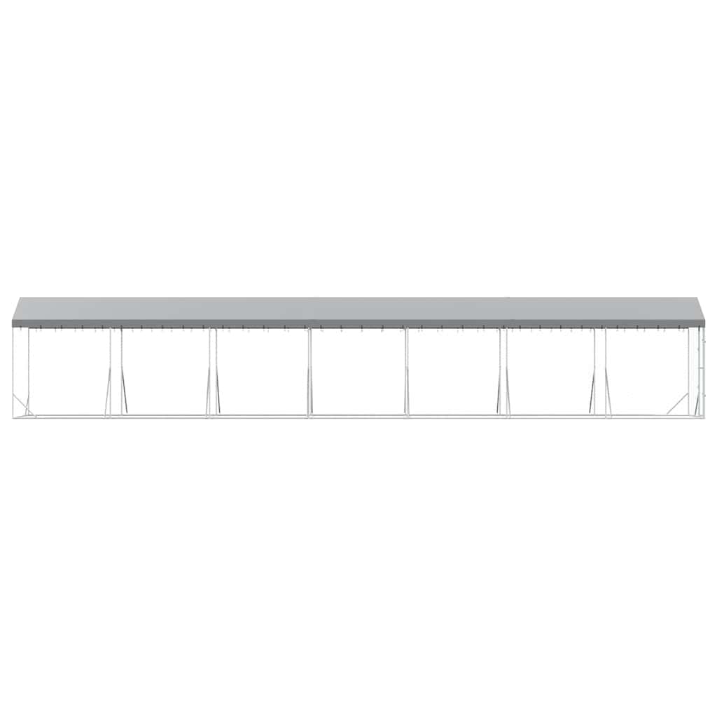 udendørs hundegård med tag 2x14x2,5 m galvaniseret stål sølv