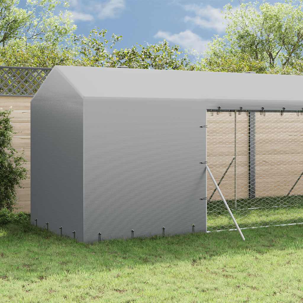 udendørs hundegård med tag 2x6x2,5 m galvaniseret stål sølv