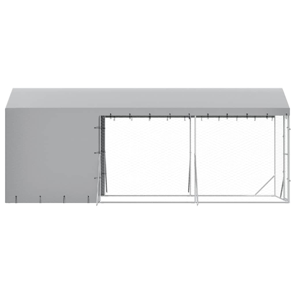 udendørs hundegård med tag 2x6x2,5 m galvaniseret stål sølv