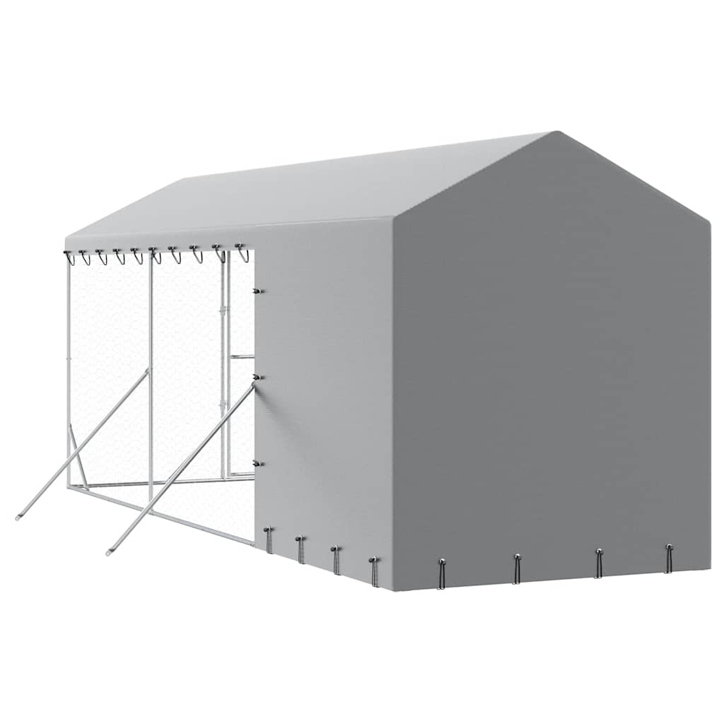 udendørs hundegård med tag 2x6x2,5 m galvaniseret stål sølv