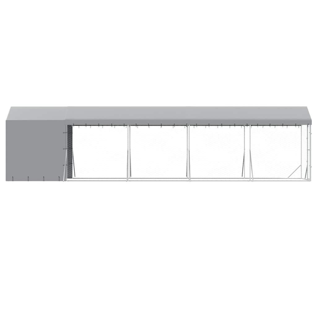 udendørs hundegård med tag 2x10x2,5 m galvaniseret stål sølv