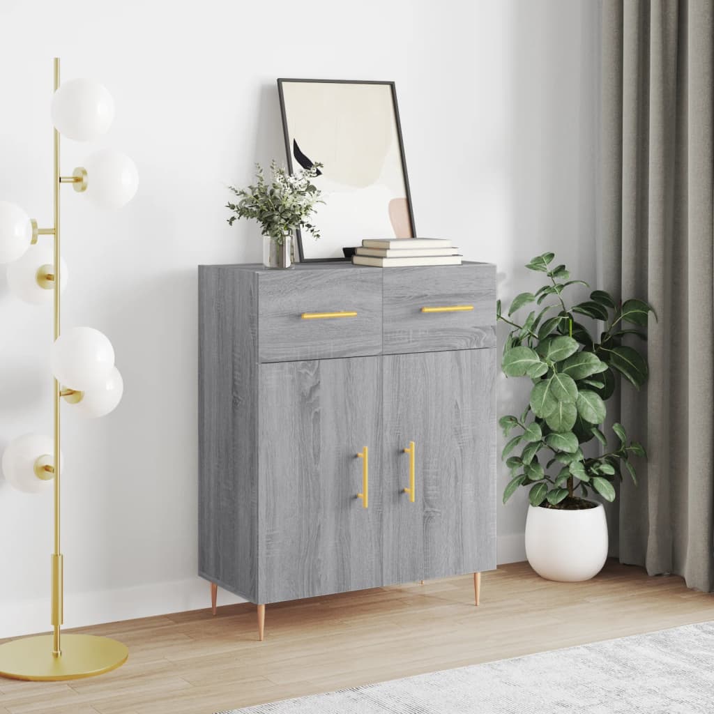 skænk 69,5x34x90 cm konstrueret træ grå sonoma-eg