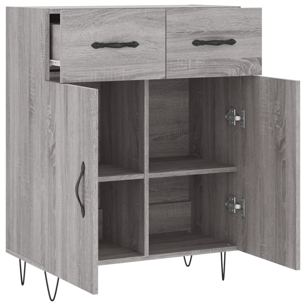 skænk 69,5x34x90 cm konstrueret træ grå sonoma-eg