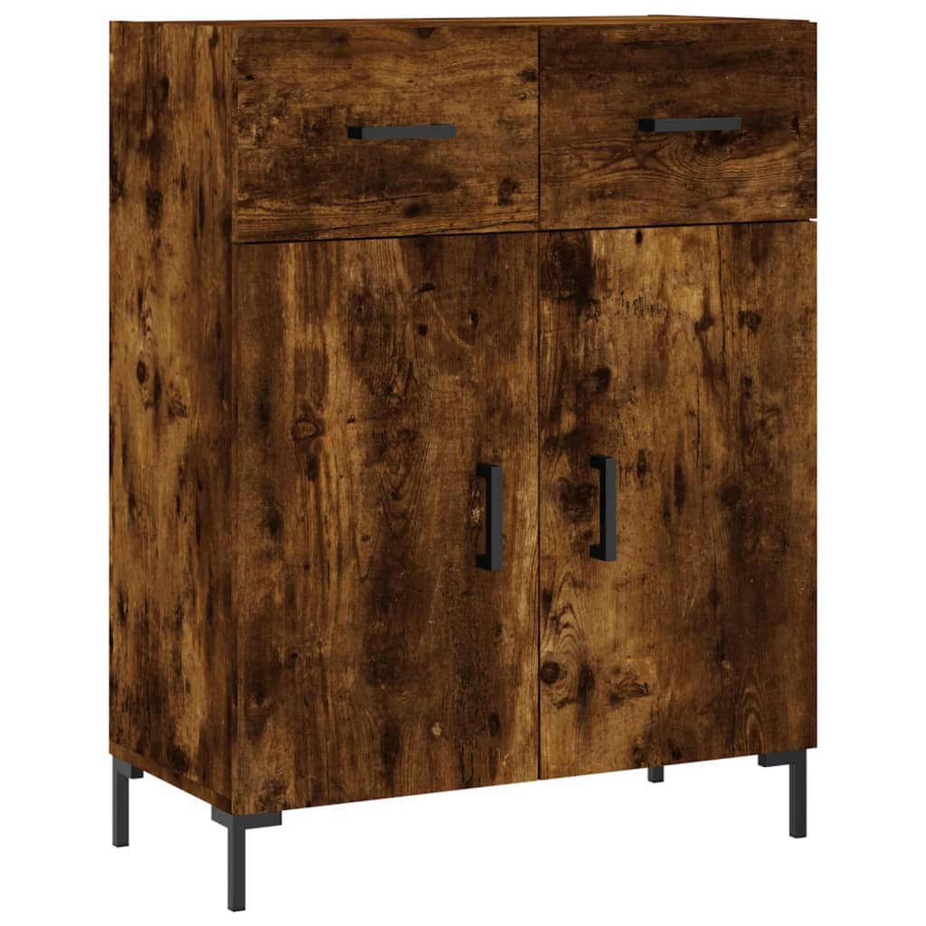 skænk 69,5x34x90 cm konstrueret træ røget egetræsfarve