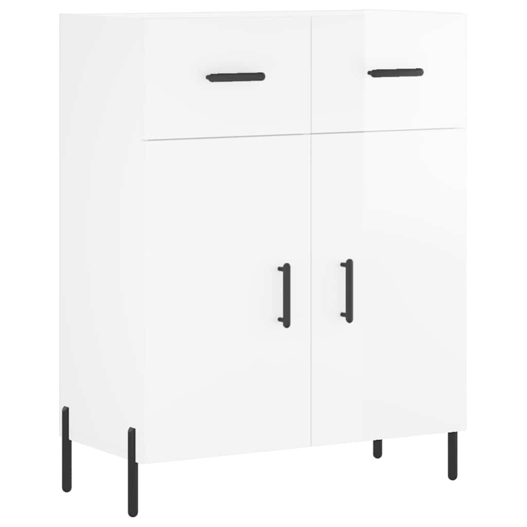 skænk 69,5x34x90 cm konstrueret træ hvid højglans