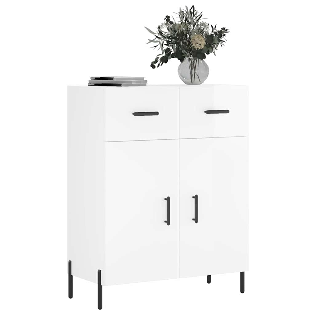 skænk 69,5x34x90 cm konstrueret træ hvid højglans