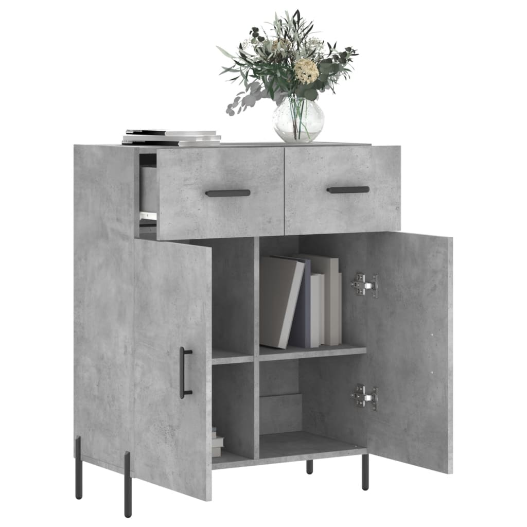 skænk 69,5x34x90 cm konstrueret træ betongrå