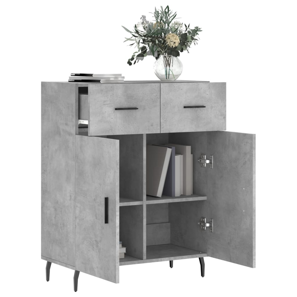 skænk 69,5x34x90 cm konstrueret træ betongrå