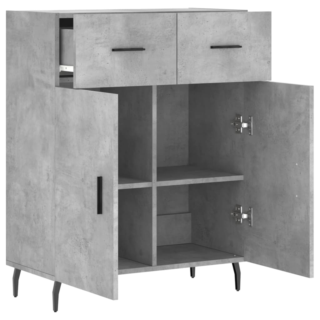 skænk 69,5x34x90 cm konstrueret træ betongrå