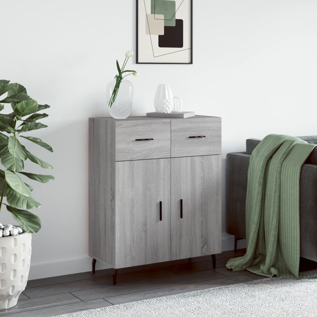 skænk 69,5x34x90 cm konstrueret træ grå sonoma-eg
