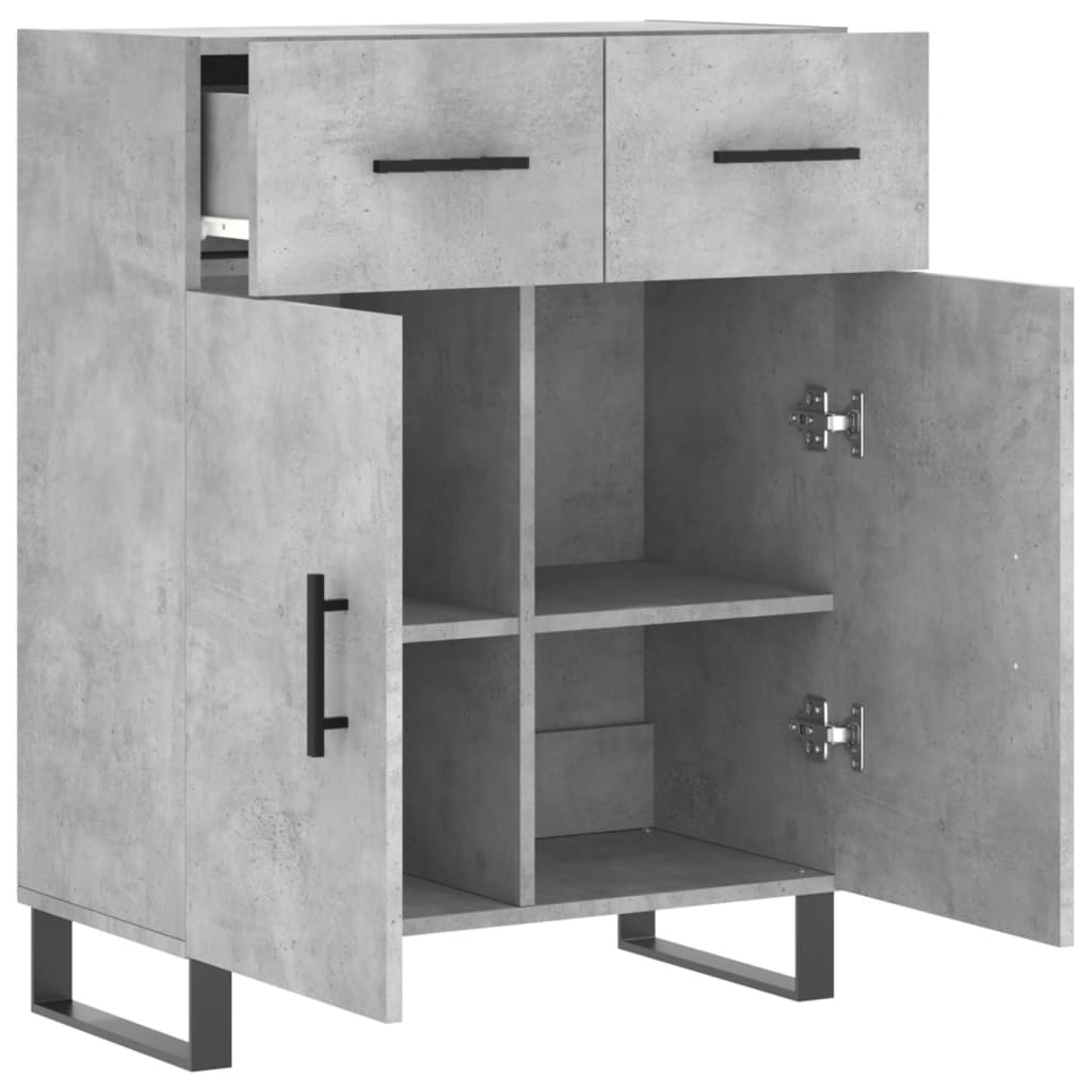 skænk 69,5x34x90 cm konstrueret træ betongrå