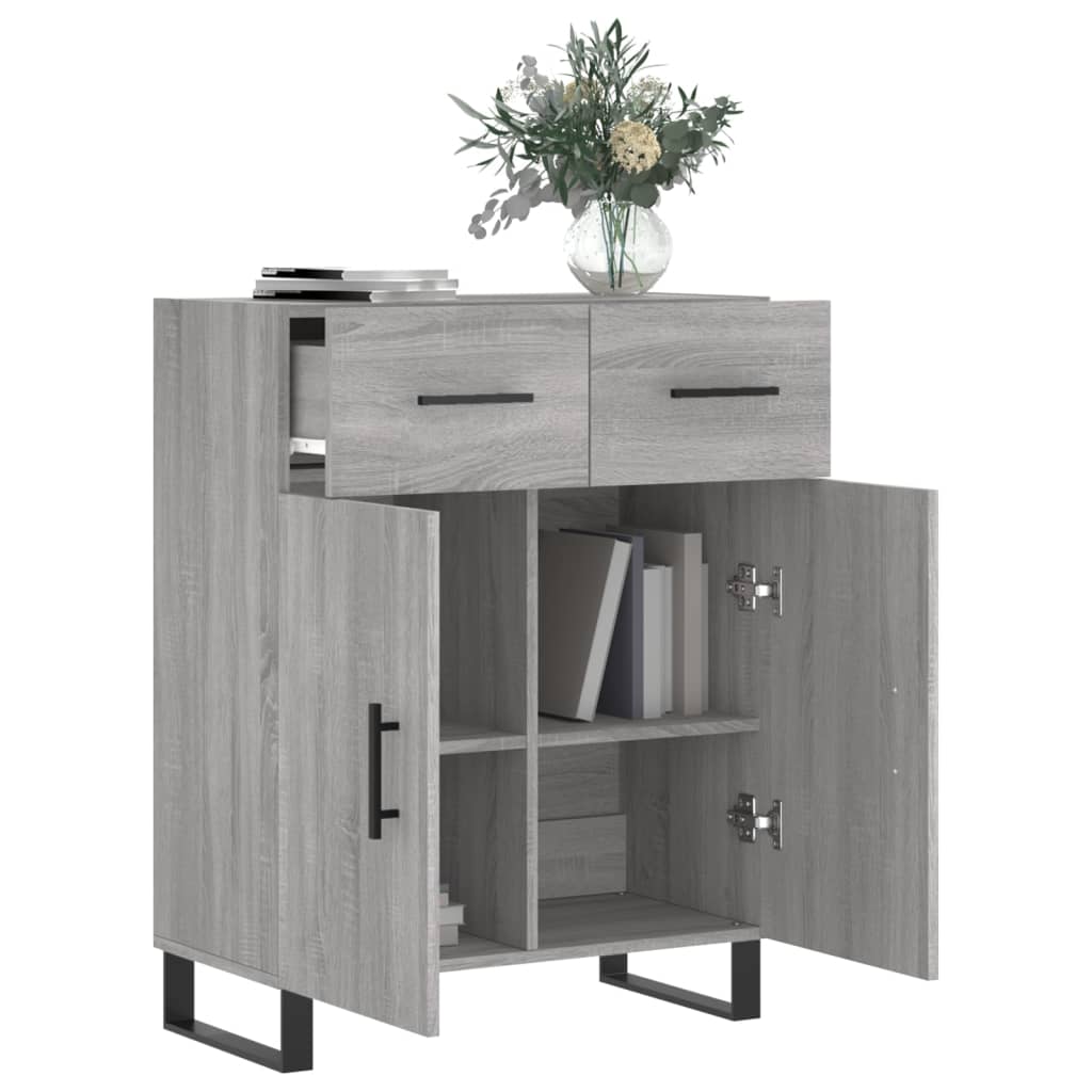 skænk 69,5x34x90 cm konstrueret træ grå sonoma-eg