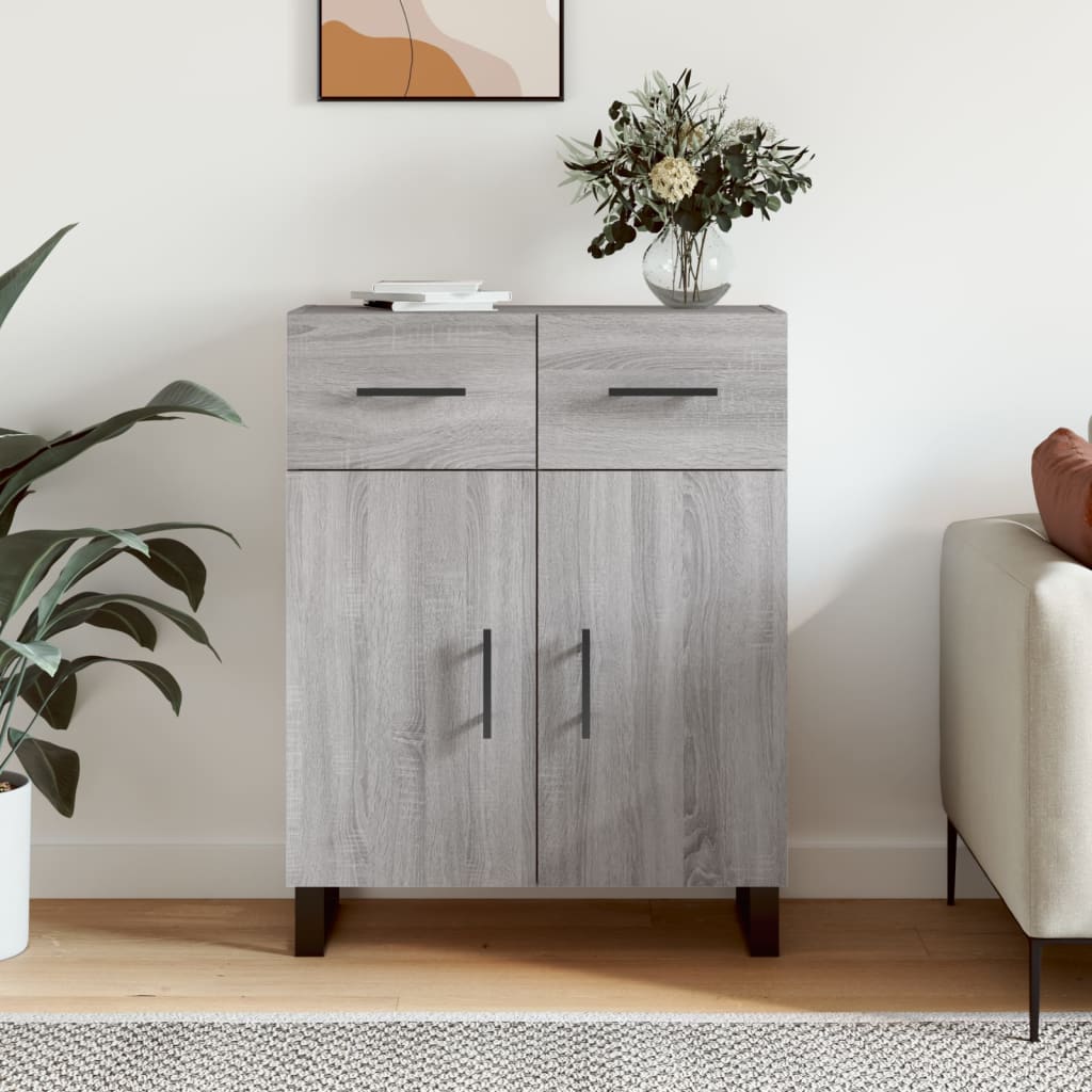 skænk 69,5x34x90 cm konstrueret træ grå sonoma-eg