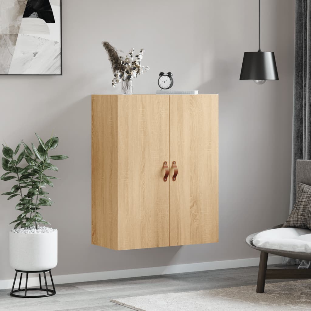 væghængt skab 69,5x34x90 cm konstrueret træ sonoma-eg