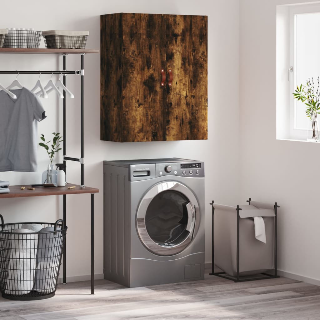 væghængt skab 69,5x34x90 cm konstrueret træ røget sonoma-eg