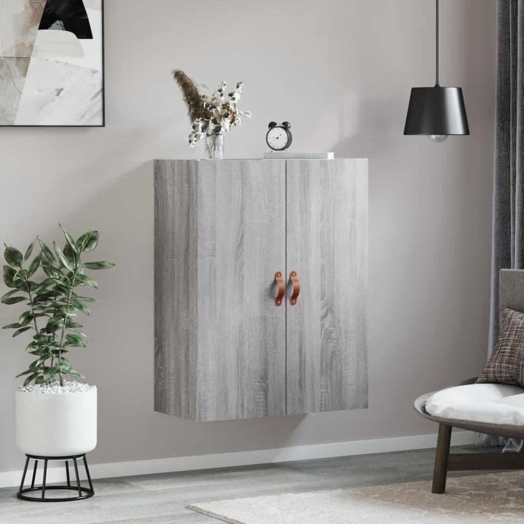 væghængt skab 69,5x34x90 cm konstrueret træ grå sonoma-eg