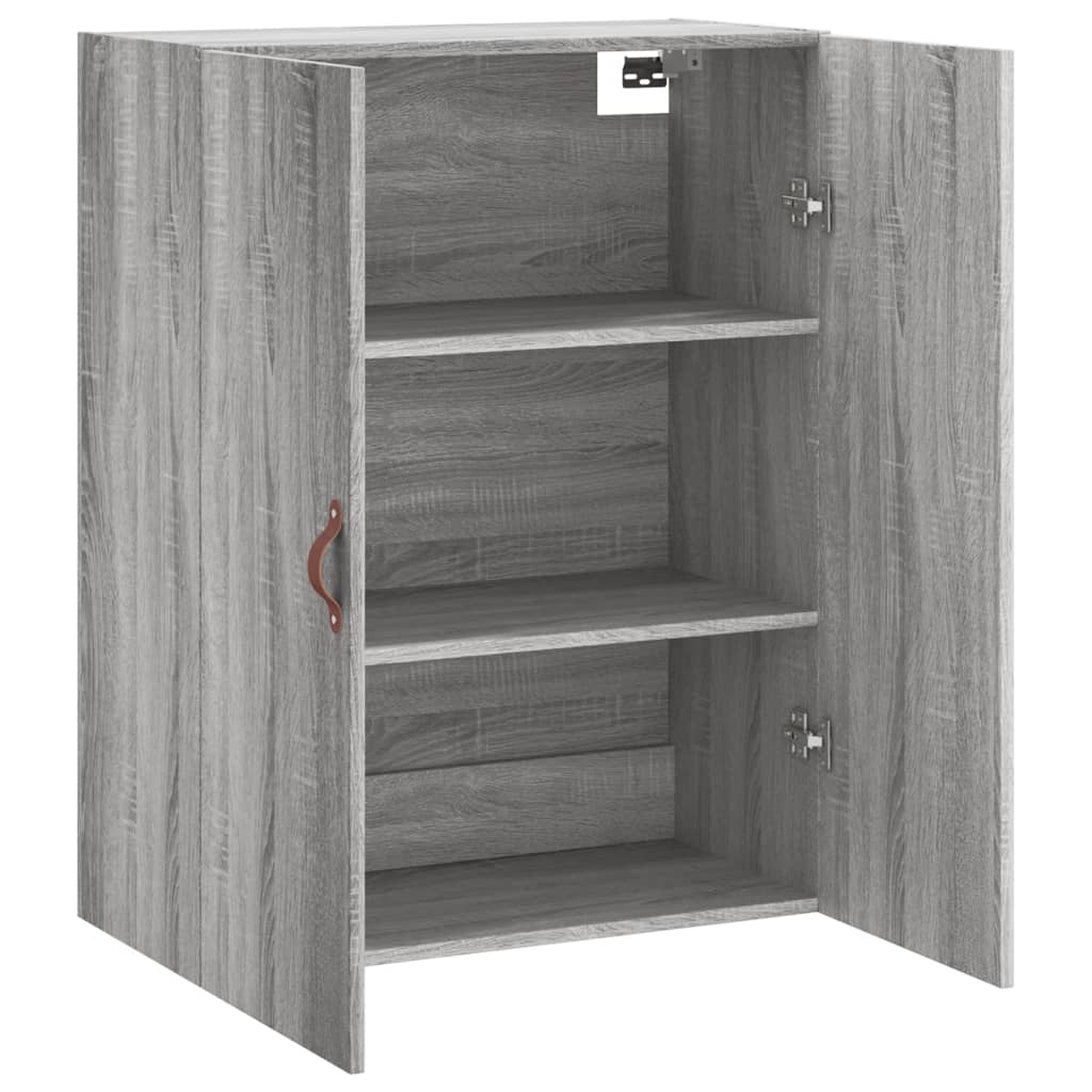 væghængt skab 69,5x34x90 cm konstrueret træ grå sonoma-eg
