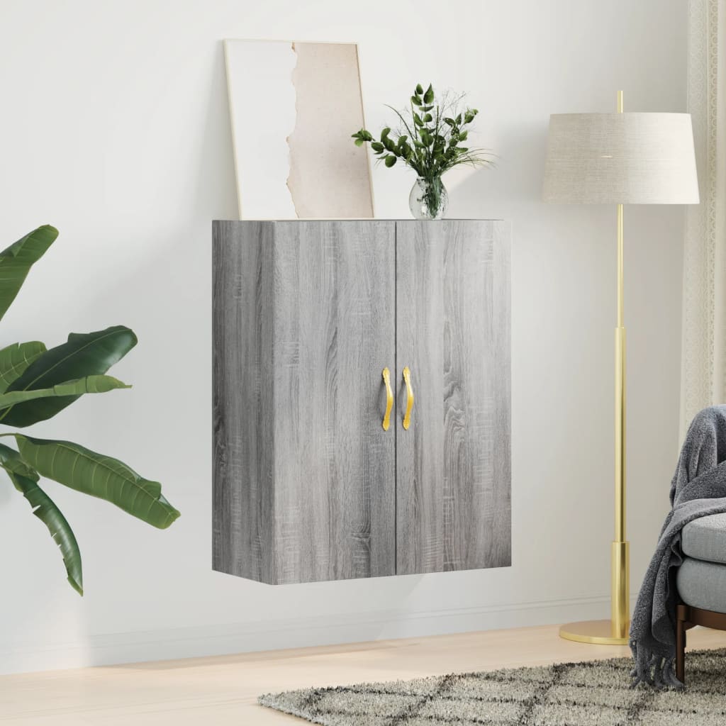 væghængt skab 69,5x34x90 cm konstrueret træ grå sonoma-eg