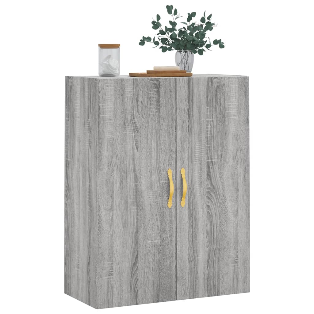 væghængt skab 69,5x34x90 cm konstrueret træ grå sonoma-eg