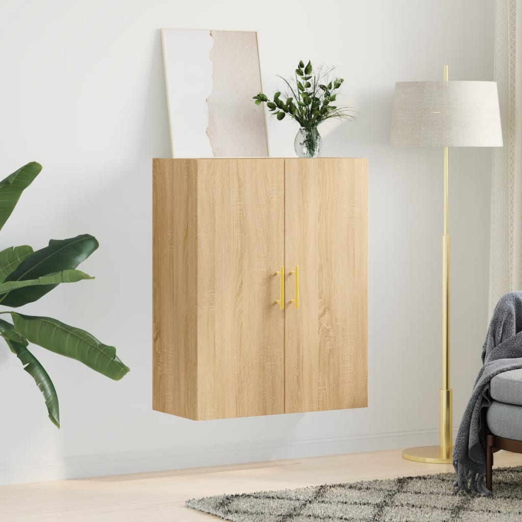 væghængt skab 69,5x34x90 cm konstrueret træ sonoma-eg