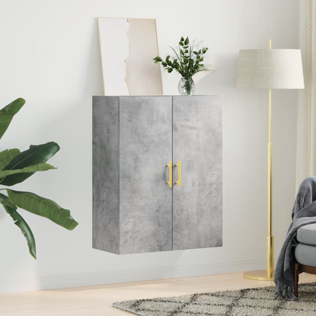 væghængt skab 69,5x34x90 cm konstrueret træ betongrå