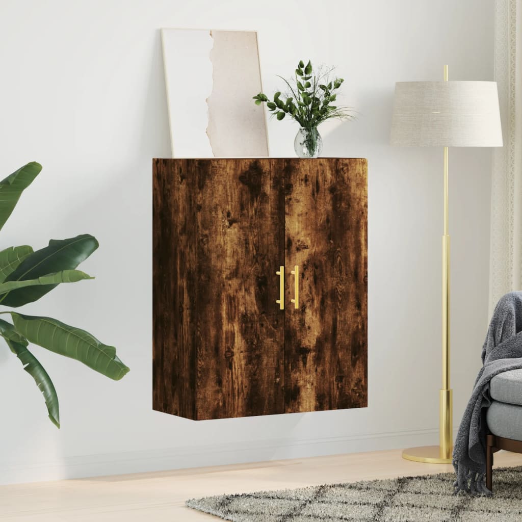 væghængt skab 69,5x34x90 cm konstrueret træ røget sonoma-eg