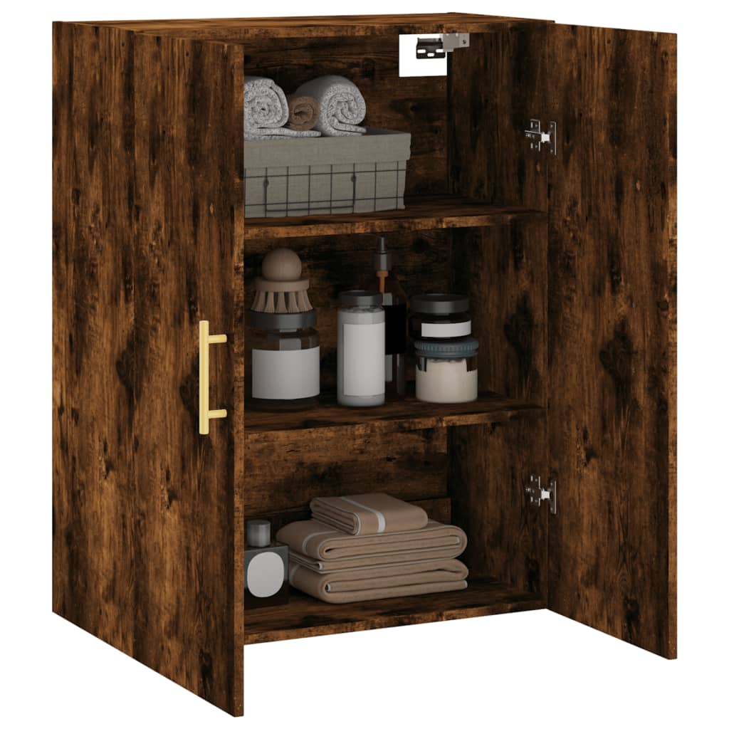 væghængt skab 69,5x34x90 cm konstrueret træ røget sonoma-eg