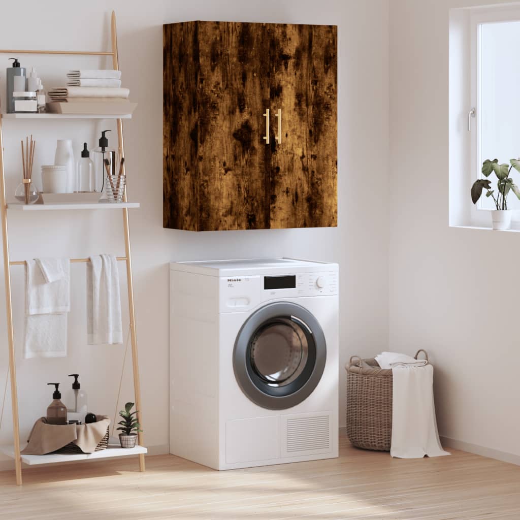 væghængt skab 69,5x34x90 cm konstrueret træ røget sonoma-eg